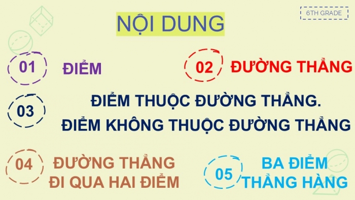 Giáo án PPT Toán 6 cánh diều Bài 1: Điểm. Đường thẳng