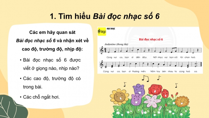 Giáo án PPT Âm nhạc 6 chân trời Tiết 25: Bài đọc nhạc số 6