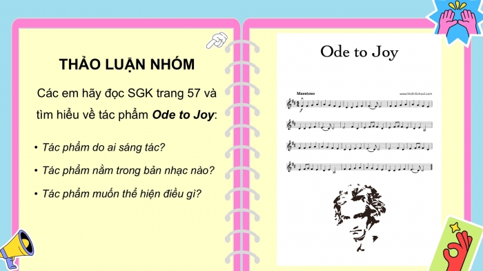 Giáo án PPT Âm nhạc 6 chân trời Tiết 33: Nghe trích đoạn hợp xướng Ode to joy