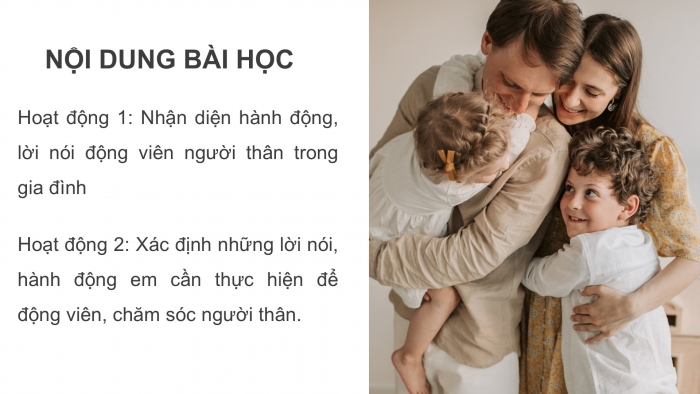 Giáo án PPT HĐTN 6 kết nối Tuần 17: Động viên, chăm sóc người thân trong gia đình