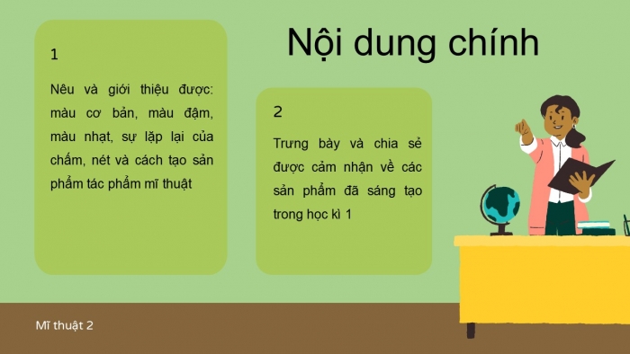 Giáo án PPT Mĩ thuật 2 cánh diều Bài 9: Cùng nhau ôn tập học kì 1