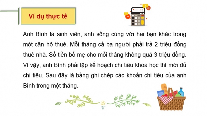 Giáo án PPT Toán 6 kết nối Thực hành trải nghiệm: Kế hoạch chi tiêu cá nhân và gia đình