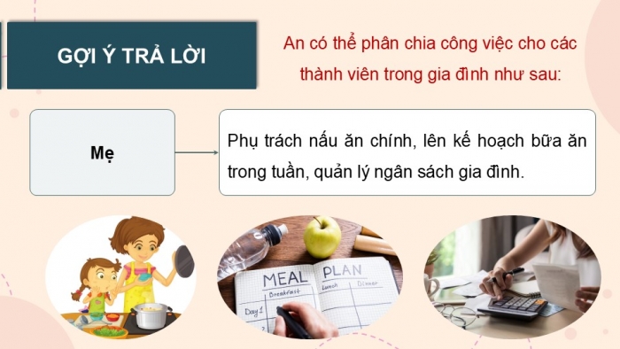 Giáo án điện tử Hoạt động trải nghiệm 9 cánh diều Chủ đề 6 - Hoạt động giáo dục 2: Công việc trong gia đình