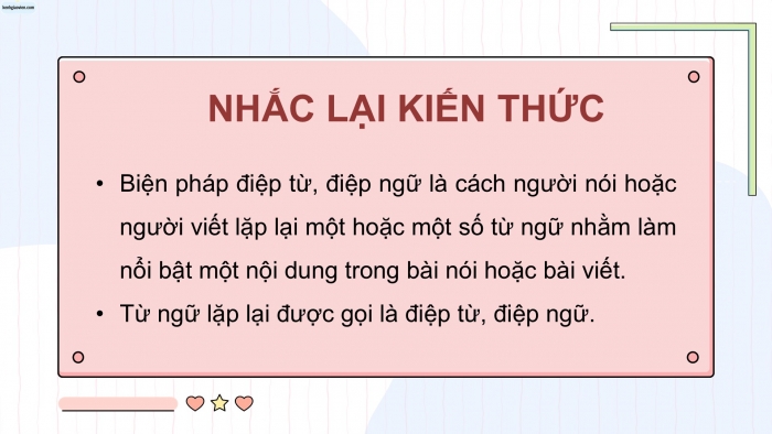 Giáo án điện tử Tiếng Việt 5 cánh diều Bài 14: Luyện tập về điệp từ, điệp ngữ