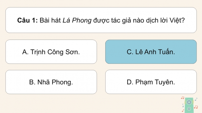 Giáo án điện tử Âm nhạc 5 cánh diều Tiết 20: Ôn tập bài hát Lá phong, Thường thức âm nhạc – Tìm hiểu nhạc cụ Đàn nguyệt