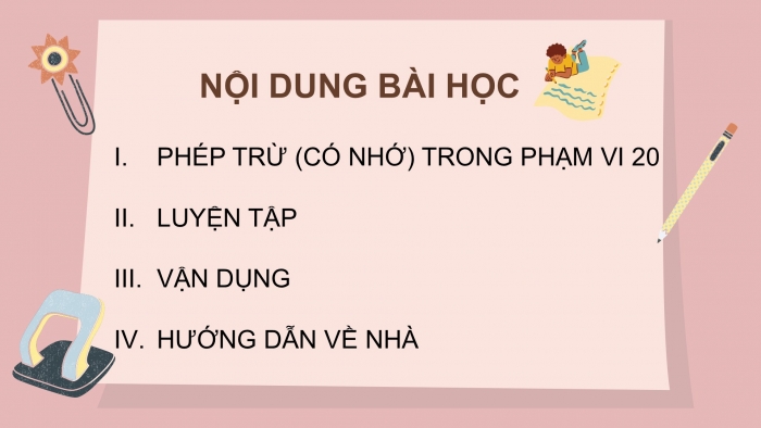 Giáo án PPT Toán 2 cánh diều bài Phép trừ (có nhớ) trong phạm vi 20 (tiếp theo)