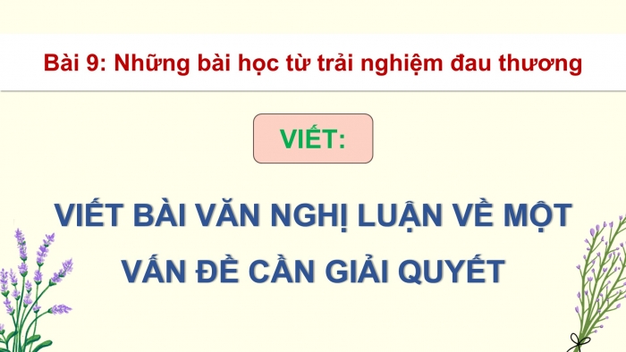 Giáo án điện tử Ngữ văn 9 chân trời Bài 9: Viết bài văn nghị luận về một vấn đề cần giải quyết