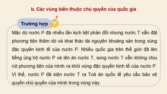 Giáo án điện tử Kinh tế pháp luật 12 kết nối Bài 15: Công pháp quốc tế về dân cư, lãnh thổ và chủ quyền quốc gia (P2)