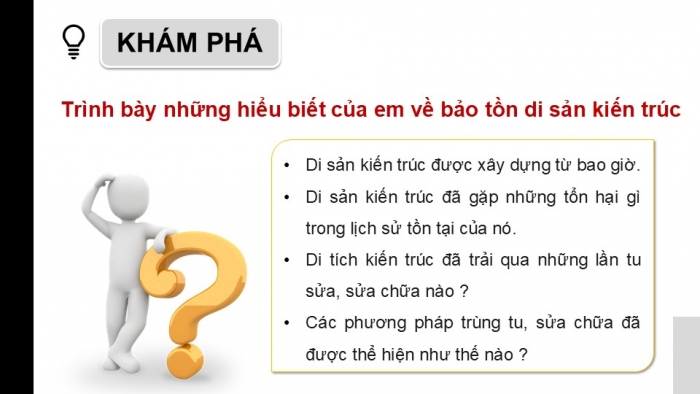 Giáo án điện tử Mĩ thuật 12 Kiến trúc Kết nối Bài 2: Thiết kế bảo tồn di sản kiến trúc