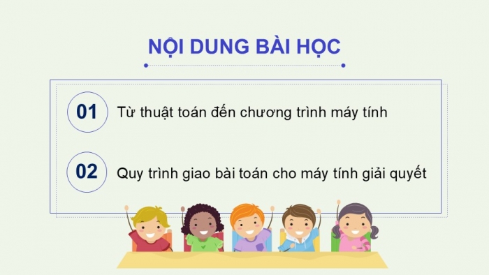 Giáo án điện tử Tin học 9 chân trời Bài 13: Quy trình giao bài toán cho máy tính giải quyết