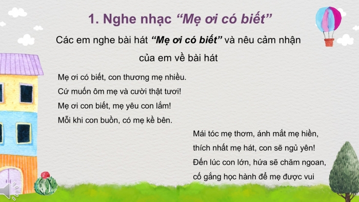 Giáo án PPT Âm nhạc 2 chân trời Tiết 2: Nghe bài hát 