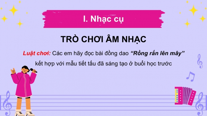 Giáo án PPT Âm nhạc 2 chân trời Tiết 4: Luyện tập gõ Trai-en-go và song loan, Nhà ga âm nhạc