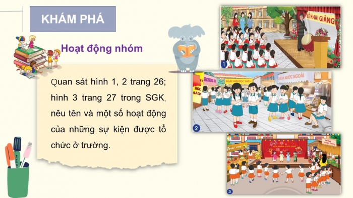 Giáo án PPT Tự nhiên và Xã hội 2 chân trời Bài 6: Một số sự kiện ở trường em