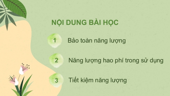 Giáo án PPT KHTN 6 chân trời Bài 42: Bảo toàn năng lượng và sử dụng năng lượng