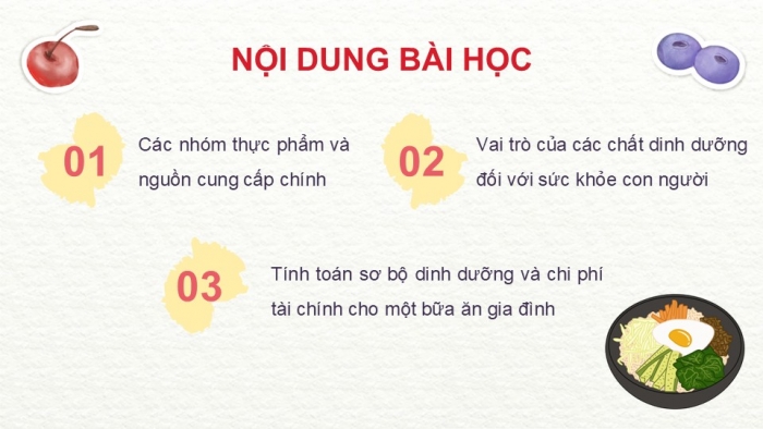 Giáo án PPT Công nghệ 6 cánh diều Bài 5: Thực phẩm và giá trị dinh dưỡng