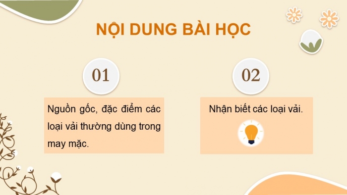 Giáo án PPT Công nghệ 6 cánh diều Bài 8: Các loại vải thường dùng trong may mặc