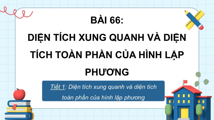 Giáo án điện tử Toán 5 chân trời Bài 66: Diện tích xung quanh và diện tích toàn phần của hình lập phương