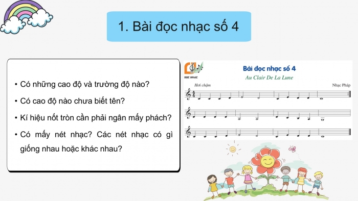 Giáo án PPT Âm nhạc 6 cánh diều Tiết 3: Bài đọc nhạc số 4, Nhịp 4/4, Hoà tấu nhạc cụ