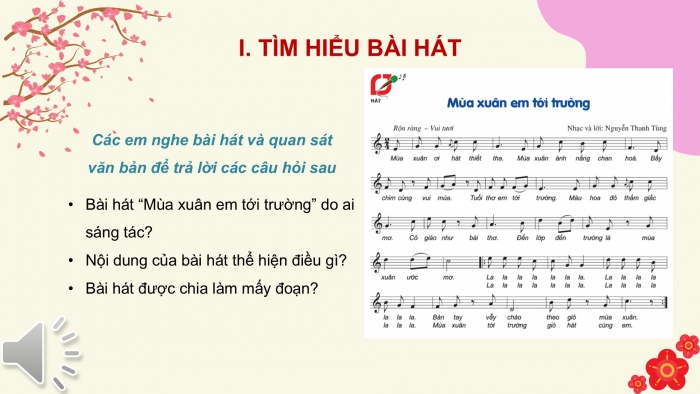 Giáo án PPT Âm nhạc 6 cánh diều Tiết 1: Hát bài Mùa xuân em tới trường, Trải nghiệm và khám phá