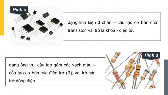 Giáo án điện tử Công nghệ 12 Điện - Điện tử Cánh diều Bài 15: Một số linh kiện điện tử phổ biến