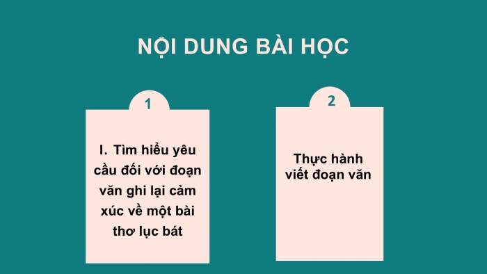 Giáo án PPT Ngữ văn 6 cánh diều Bài 4: Viết đoạn văn ghi lại cảm nghĩ về bài thơ lục bát