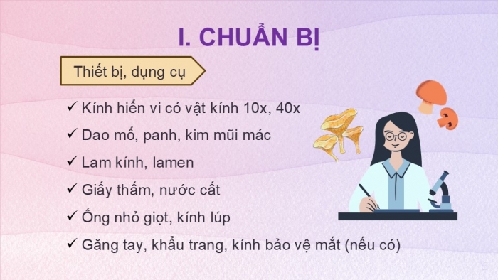 Giáo án PPT KHTN 6 kết nối Bài 33 Thực hành: Quan sát các loại nấm