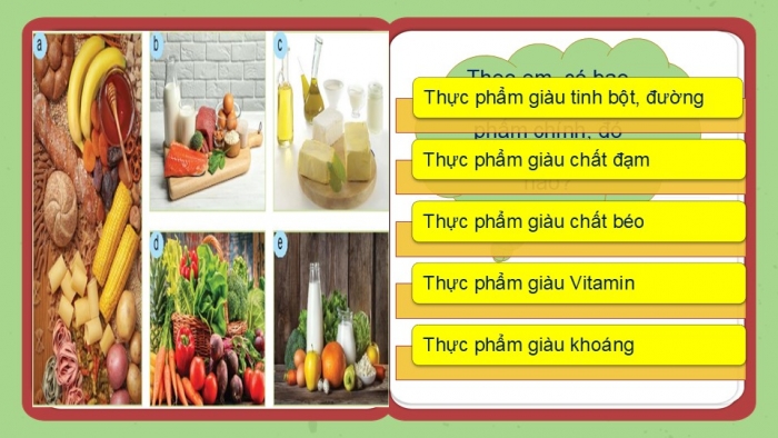 Giáo án PPT Công nghệ 6 kết nối Bài 4: Thực phẩm và dinh dưỡng