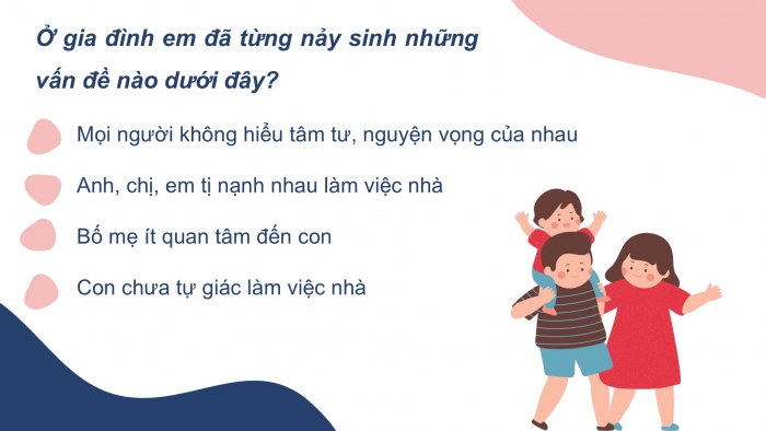 Giáo án PPT HĐTN 6 kết nối Tuần 18: Giải quyết một số vấn đề nảy sinh trong gia đình