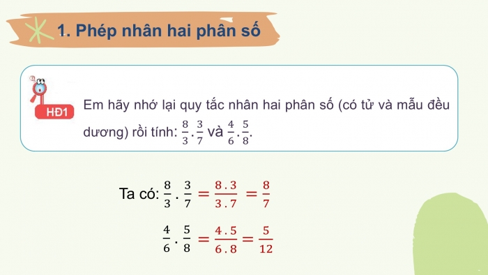 Giáo án PPT Toán 6 kết nối Bài 26: Phép nhân và phép chia phân số