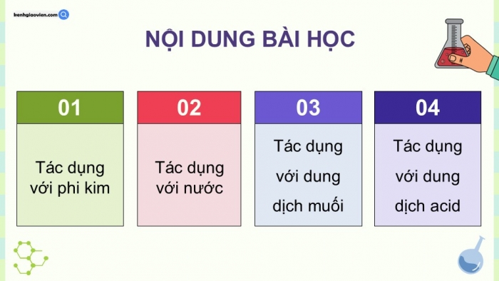 Giáo án điện tử Hóa học 12 cánh diều Bài 14: Tính chất hóa học của kim loại