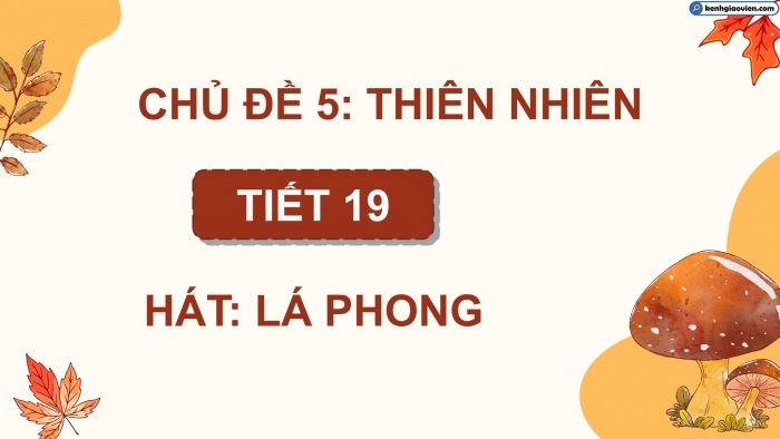 Giáo án điện tử Âm nhạc 5 cánh diều Tiết 19: Hát Lá phong