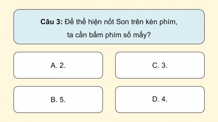 Giáo án điện tử Âm nhạc 5 cánh diều Tiết 22: Ôn tập nhạc cụ, Vận dụng