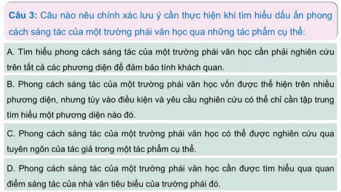 Giáo án điện tử chuyên đề Ngữ văn 12 kết nối CĐ 3 Phần 2: Viết bài giới thiệu về phong cách sáng tác của một trường phái văn học được thể hiện qua những tác phẩm cụ thể