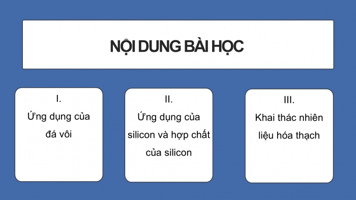 Giáo án điện tử KHTN 9 cánh diều - Phân môn Hoá học Bài 31: Ứng dụng một số tài nguyên trong vỏ Trái Đất