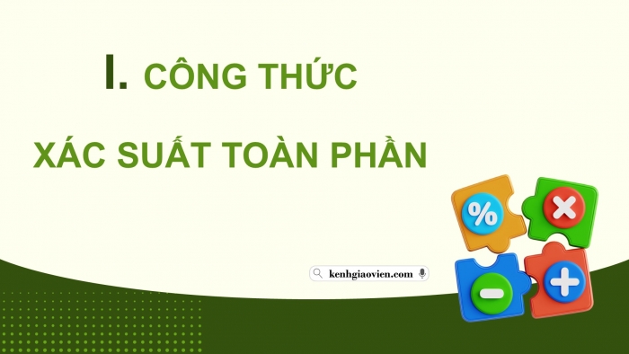 Giáo án điện tử Toán 12 cánh diều Bài 2: Công thức xác suất toàn phần. Công thức Bayes