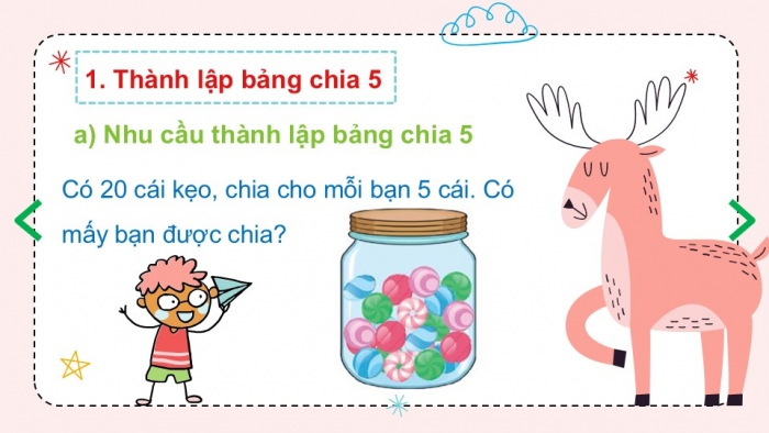 Giáo án PPT Toán 2 chân trời bài Bảng chia 5