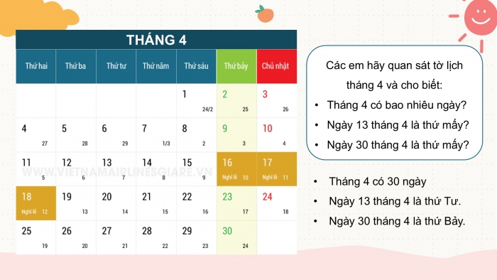 Giáo án PPT Toán 2 cánh diều bài Ngày – Tháng