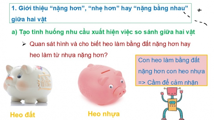 Giáo án PPT Toán 2 chân trời bài Nặng hơn, nhẹ hơn