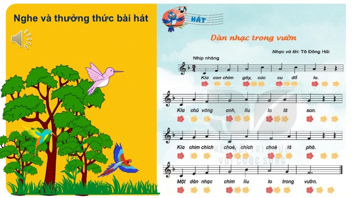 Giáo án PPT Âm nhạc 2 kết nối Tiết 1: Học bài hát Dàn nhạc trong vườn