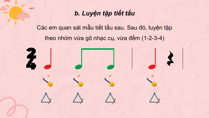 Giáo án PPT Âm nhạc 2 cánh diều Tiết 12: Nhạc cụ, Vận dụng – Sáng tạo Vận động theo tiếng đàn