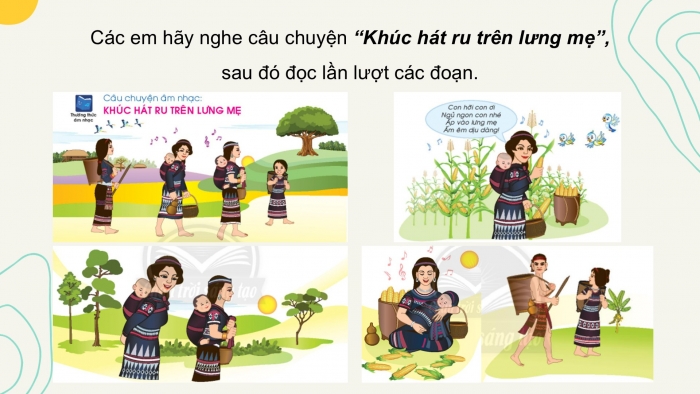 Giáo án PPT Âm nhạc 2 chân trời Tiết 3: Câu chuyện Khúc hát ru trên lưng mẹ, Trò chơi Sáng tạo mẫu tiết tấu với bài đồng dao