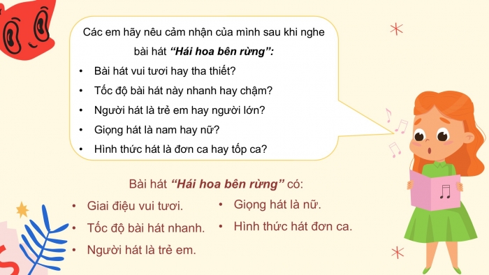 Giáo án PPT Âm nhạc 2 cánh diều Tiết 29: Nghe nhạc Hái hoa bên rừng, Vận dụng – Sáng tạo Vỗ tay với các nhịp độ khác nhau