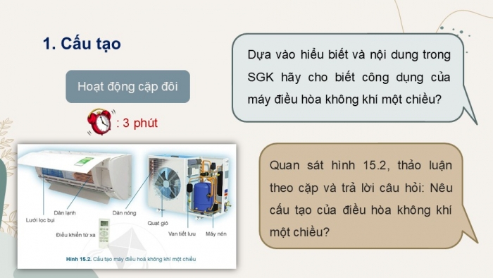 Giáo án PPT Công nghệ 6 cánh diều Bài 15: Máy điều hoà không khí một chiều