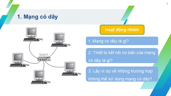 Giáo án PPT Tin học 6 cánh diều Bài 3: Mạng có dây và mạng không dây