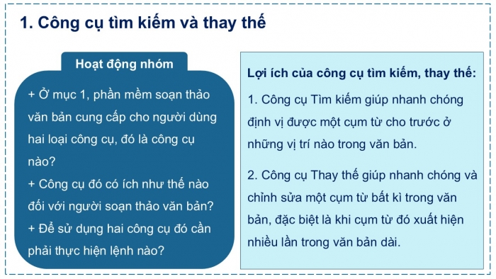 Giáo án PPT Tin học 6 cánh diều Bài 1: Tìm kiếm và thay thế trong soạn thảo văn bản