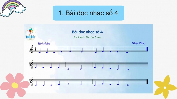 Giáo án PPT Âm nhạc 6 cánh diều Tiết 3: Bài đọc nhạc số 4, Nhịp 4/4, Hoà tấu nhạc cụ