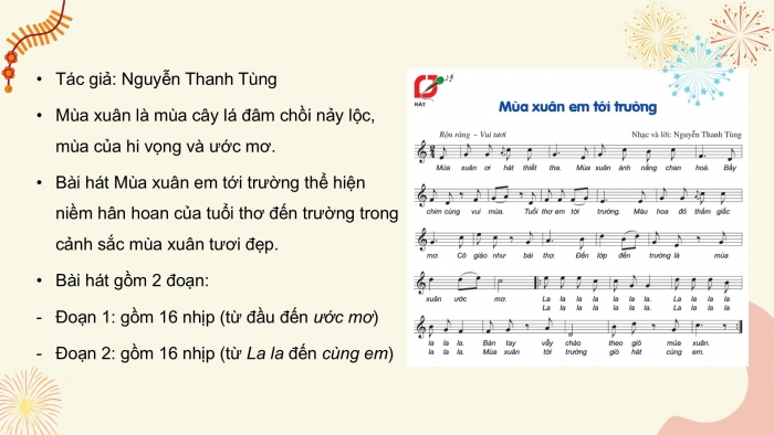 Giáo án PPT Âm nhạc 6 cánh diều Tiết 1: Hát bài Mùa xuân em tới trường, Trải nghiệm và khám phá