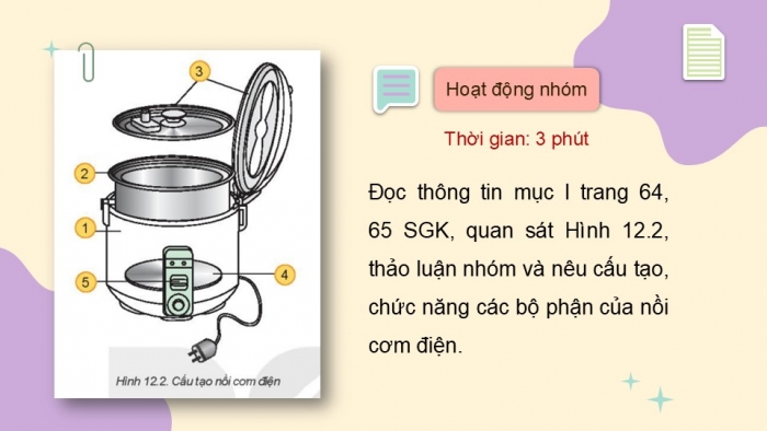 Giáo án PPT Công nghệ 6 kết nối Bài 12: Nồi cơm điện