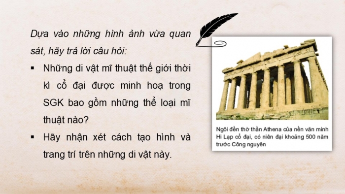 Giáo án PPT Mĩ thuật 6 kết nối Bài 15: Mĩ thuật thế giới thời kì cổ đại