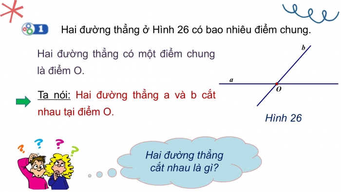 Giáo án PPT Toán 6 cánh diều Bài 2: Hai đường thẳng cắt nhau. Hai đường thẳng song song